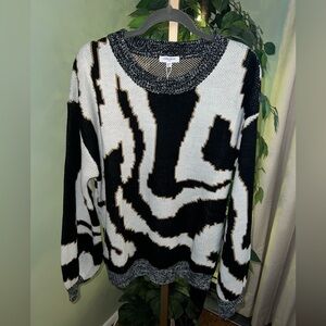 ANNIWEAR NWT Crewneck Black/White/Gold Sweater size XL